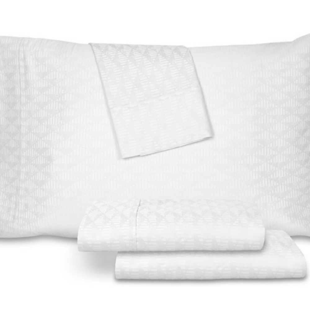 Jacquard King Size Sheet Set 4 Pc White.⚡️⚡️⚡️